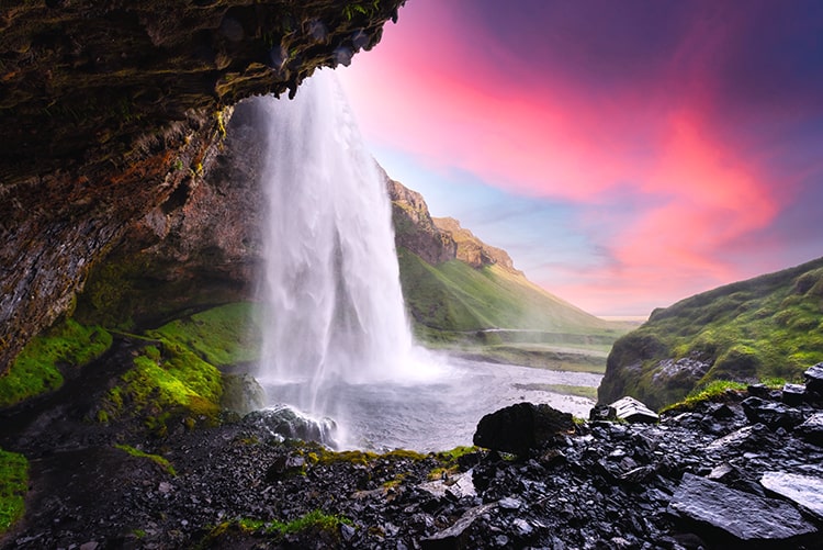 Waterfall Sunset Iceland Ring Road